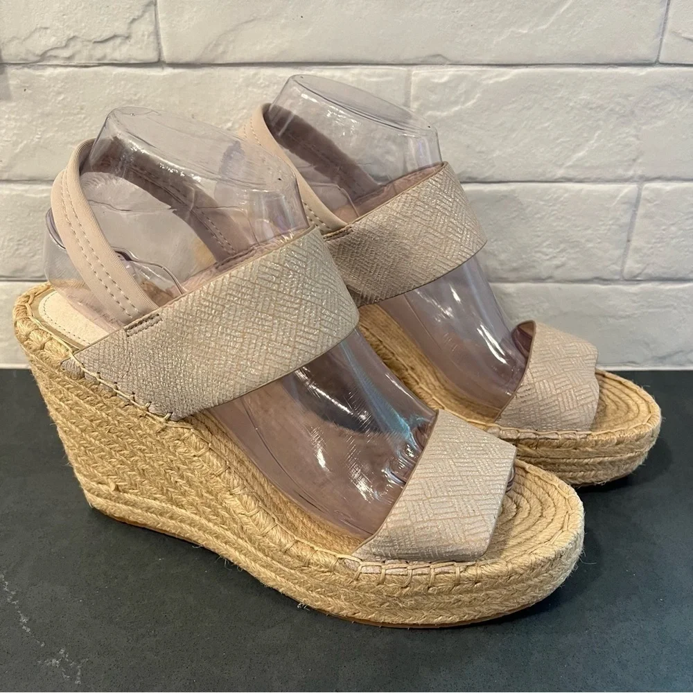 NWOT Katherine Kelly sz 8.5 Orla leather wedge espadrille sandals
